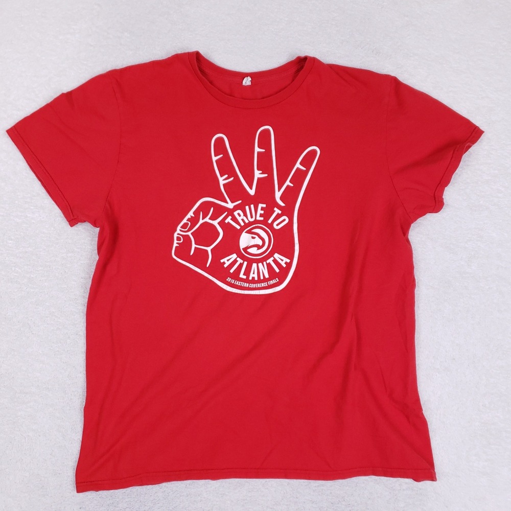 Fruit Of The Loom Atlanta Hawks T Shirt Mens Large 2015 Playoffs Red Graphic Tee